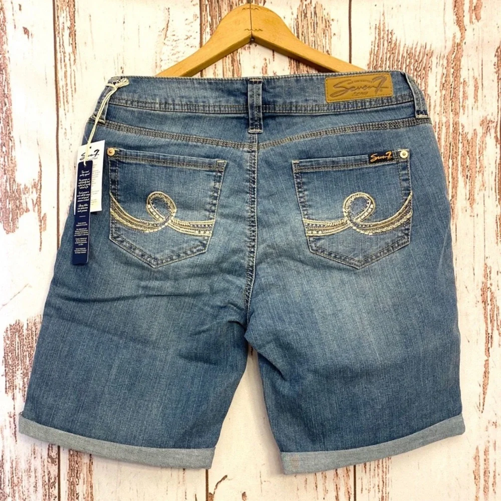 Seven7 Bermuda Jean Shorts Denim Cuffed Hem Size 8